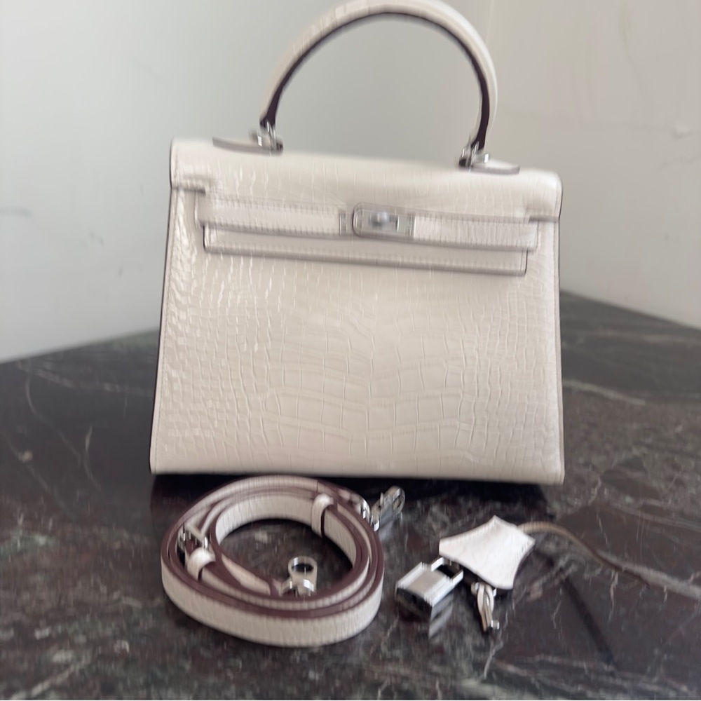 Fashion Leather Bag Sliver Lock with Crocodile pattern - Picture 3 of 14